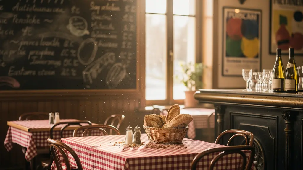 Ardoise de restaurant avec menu du jour écrit à la craie dans un bistrot français authentique