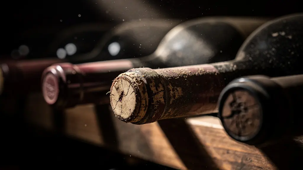 Cave à vin avec bouteilles couchées montrant différents millésimes dans une lumière tamisée