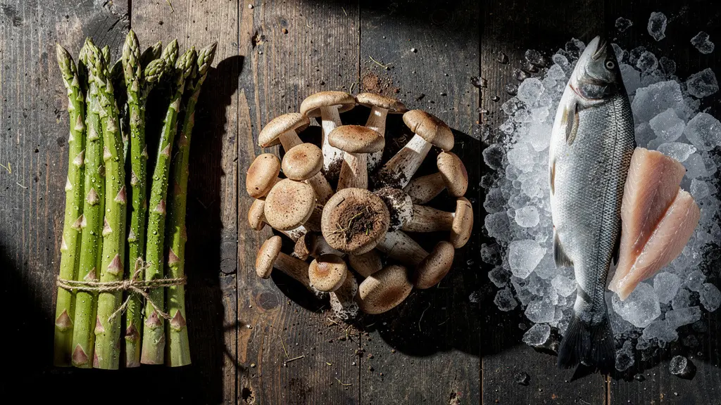 Ardoise de restaurant avec menu du jour limité à trois choix et produits de saison
