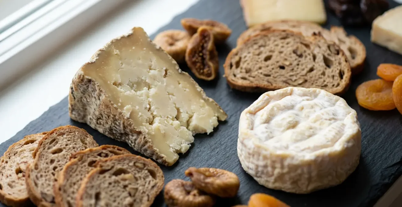 Plateau de fromages lyonnais arrangés du plus sec au plus crémeux avec Saint-Marcellin affiné