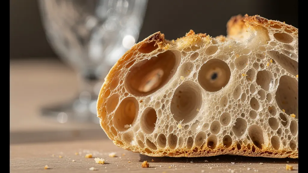 Table de préparation avec pain neutre et carafe d'eau avant dégustation