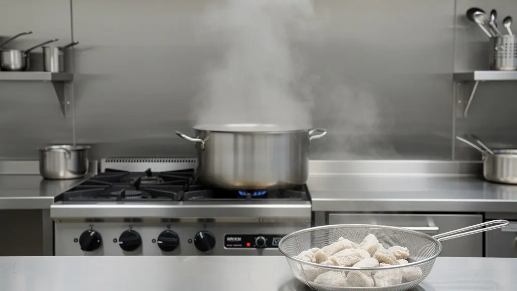 Processus de blanchiment des ris de veau dans une cuisine professionnelle