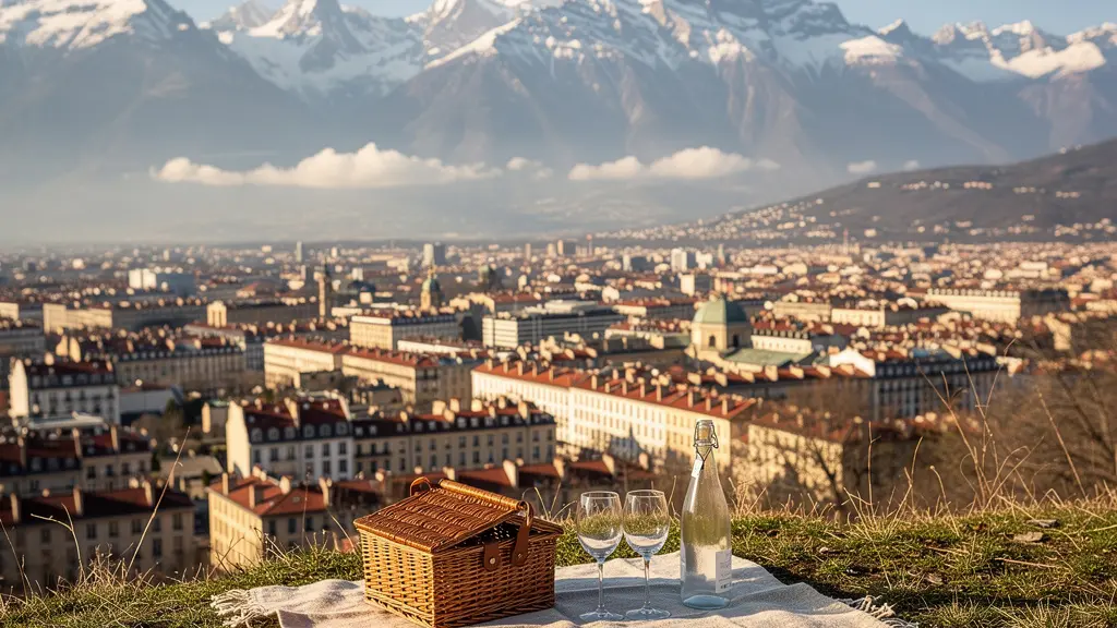 Vue panoramique sur les Alpes depuis un spot de pique-nique secret du quartier de la Croix-Rousse